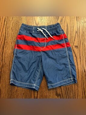 NWOT Gap Kids Blue Swim Trunks with Red Stripes size Large